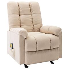 Massage Reclining Chair Cream Fabric - Cream