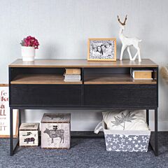 Famikito Console Sofa Table With 2 Open Shelves And 2 Drawers For Living Room, Brown - As Picture