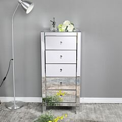 Fch Mirror Big Five Drawer Chest Of Drawers Can Be Used For Bedside Table Chest Of Drawers Silver - Silver