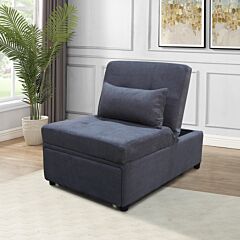 Ottoman, Chair & Sofa Bed, Lounge 4 In 1, Single Futon/sofabed, Single Chair, Ottoman, Lounge - Dark Gray