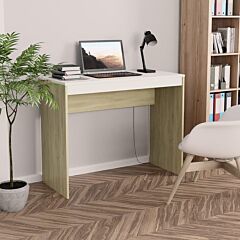 Desk White And Sonoma Oak 35.4"x15.7"x28.3" Chipboard - Multicolour