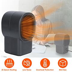 500w Portable Electric Space Heater Mini Desktop Fan Heater Personal Small Space Heater For Home Office - Black