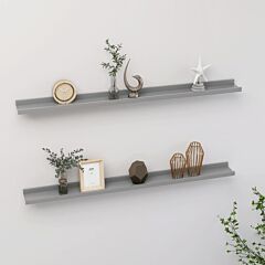 Wall Shelves 2 Pcs Gray 39.4"x3.5"x1.2" - Grey