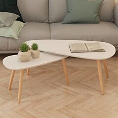 Coffee Table Set 2 Pieces Solid Pinewood White - White