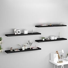 Floating Wall Shelves 4 Pcs Black 47.2"x9.3"x1.5" Mdf - Black