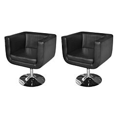 Armchairs With Chrome Base 2 Pcs Black Faux Leather - Black