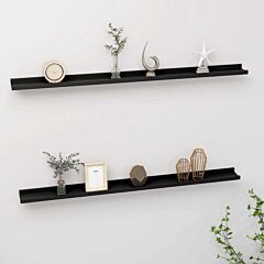 Wall Shelves 2 Pcs Black 45.3"x3.5"x1.2" - Black
