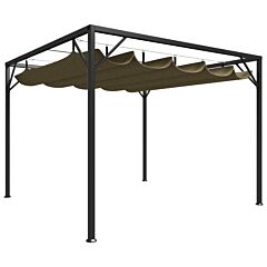 Garden Gazebo With Retractable Roof 118.1"x118.1" Taupe 180 G/m? - Taupe