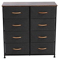 4-tier Wide Drawer Dresser, Storage Unit With 8 Easy Pull Fabric Drawers And Metal Frame, Wooden Tabletop For Closets, Nursery, Dorm Room, Hallway,gray - Grey