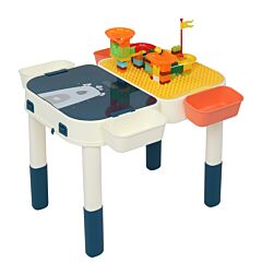 Kids Activity Table Set, Multi Activity Table Set With Storage Area, 60pcs Large Building Blocks - As Pic