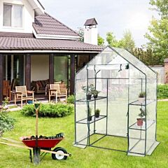 Portable Outdoor 4 Shelves Greenhouse - Transparent