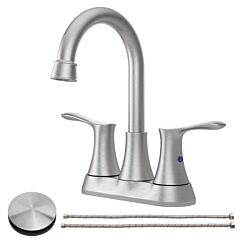 Modern Bathroom Vanity 4" 2-handle Centerset Basin Faucet - Brushed Nickel