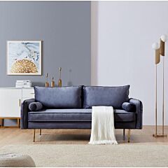 Velvet Fabric Sofa With Pocket-71"grey - Grey