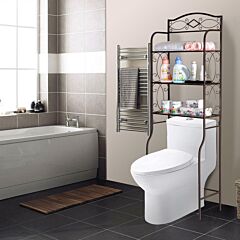Free Shipping 3 Tier Metal Over The Toilet Shelf-coffee  Yj - Black