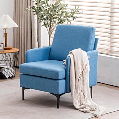Fch Lounge Chair, Comfy Single Sofa Accent Chair For Bedroom Living Room Guestroom, Blue - Blue