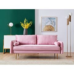 Velvet Fabric Sofa With Pocket-71"pink - Pink