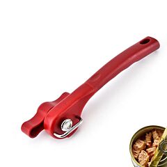 Can Opener Soft Edge Tin Opener Manual Durable Stainless Steel With Ergonomic Soft Grips Handle With Easy Turn Round Knob Openers For Seniors With Arthritis Ultra Sharp Cutting Tool - Red