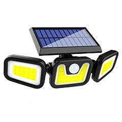 100 Cob Solar 3 Head Outdoor Motion Sensor Lamp - Black