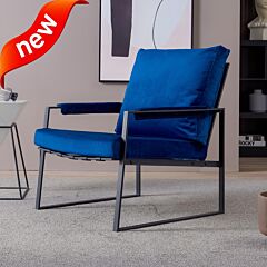Modern Relax Single Arms Chair With Velvet Cushion - Blue