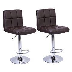 Height Bar Stools Set Of 2 Bar Chairs Counter Height Adjustable Swivel Stool With Back Pu Leather Kitchen Counter Stools Dining Chairs Home Bar - Coffee