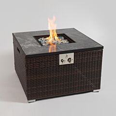 32in Square Fire Table With Ceramic Tile Tabletop 40000btu Outdoor Fire Pit Table - Antique Espresso