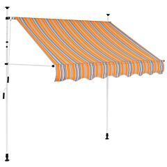 Manual Retractable Awning 59" Yellow And Blue Stripes - Yellow
