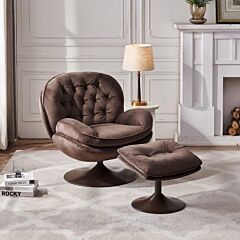 Swivel Leisure Chair Velvet Lounge Chair - Chocolate