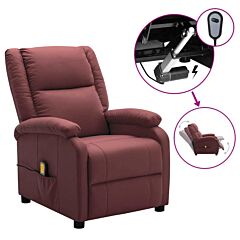 Electric Massage Recliner Wine Red Faux Leather - Red