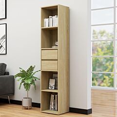 Book Cabinet Sonoma Oak 14.2"x11.8"x67.3" Chipboard - Brown