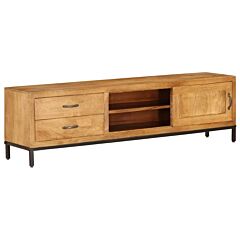 Tv Cabinet Solid Mango Wood 55.1"x11.8"x15.7" - Brown