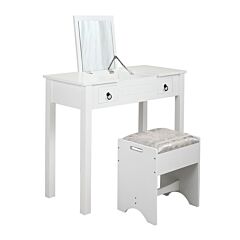Dressing Table With Storage Three Boxes And Two Mirrors-white - White
