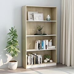 4-tier Book Cabinet White And Sonoma Oak 31.5"x9.4"x55.9" Chipboard - White