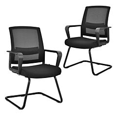Set Of 2 Conference Chairs With Lumbar Support - Black