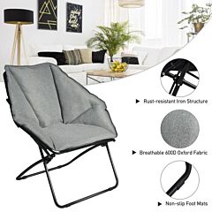 Folding Saucer Padded Chair Soft Wide Seat - Gray