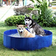 Dog/cat Pool Feeling Cool Indoor Outdoor Pet Pool Bath Round Pool Foldable And Portable M Size 80*20cm - Blue