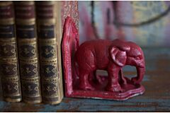 Modern Bookends – Heavy Red Elephant Bookends - Red