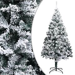 Artificial Christmas Tree With Flocked Snow Green 82.7" Pvc - Green