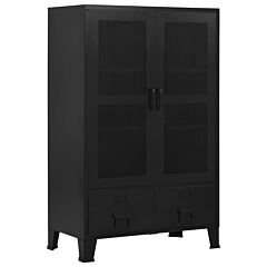 Office Cabinet With Mesh Doors Industrial Black 29.5"x15.7"x47.2" Steel - Black