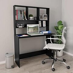Desk With Shelves Black 43.3"x17.7"x61.8" Chipboard - Black
