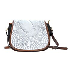 Handmade Designer Crossbody Bag, White Dove Shoulder Tote Saddle Bag - One Size