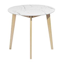 31.5 Inch Round Dining Table Small White Dining Room Table For Dining Room & Kitchen Furniture - Marble