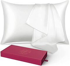 Silk Pillowcase For Hair And Skin 1 Pack, 100% Mulberry Silk & Natural Wood Pulp Fiber Double-sided Design, Silk Pillow Covers With Hidden Zipper (standard Size:20" X 26", White) - Silk Pillowcase