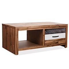 Coffee Table Solid Acacia Wood 35.4"x19.7"x14.8" - Brown