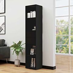 Book Cabinet Black 14.2"x11.8"x67.3" Chipboard - Black
