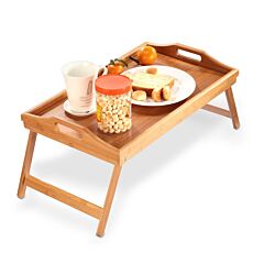 Bed Tray Table Breakfast Tray Bamboo Folding Bed Table Serving Snack Tray Desk With Handles - Bamboo