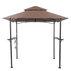 241*150*246cm Iron Polyester Cloth Brown Top Cloth Side Bar With Hook Folding Shed - Brown