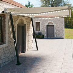 Manual Retractable Awning With Led 157.5"x118.1" Cream - Cream