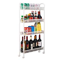 Honeycomb Mesh Style Four Layers Removable Storage Cart Ivory White  Yj - White