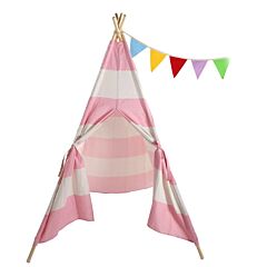 Indian Tent  (small Bunting / With External Shutter Built-in Pocket) Pink Stripes  Xh - Pink And White Stripes