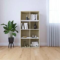 Book Cabinet/sideboard White And Sonoma Oak 26"x11.8"x51.2" - Multicolour